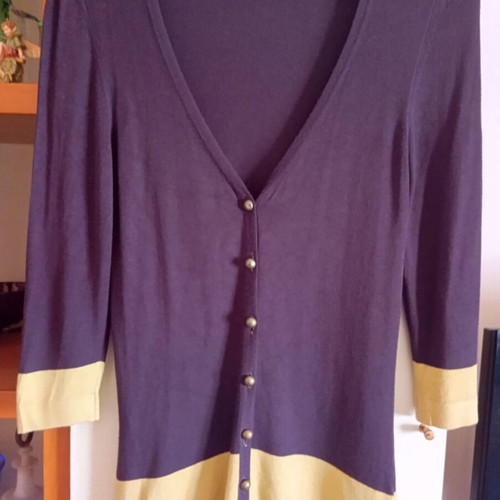 Next cardigan size M like new, long, purple with gold details