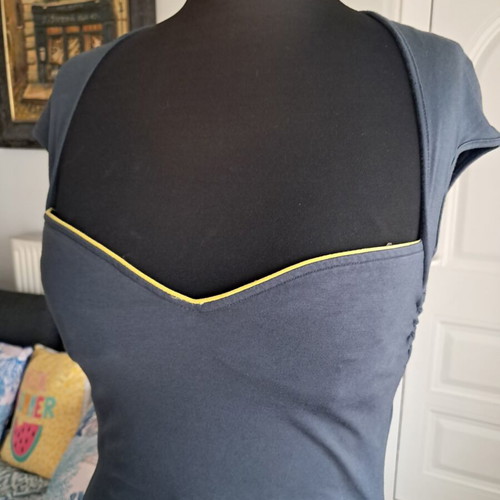 Miss Sixty elastic midi dress like new, grey with yellow trim