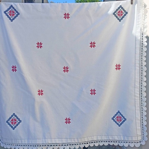Handwoven tablecloth 110x110 cm like new from eastern Crete