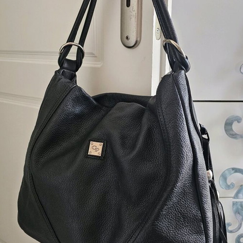 CP leather shoulder bag used, black