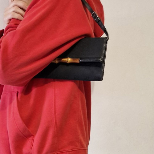 Gucci GG Bamboo Bar bag, vintage black canvas crossbody