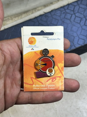 Paralympic Pin Athens 2004 used, 40 Days to Go official licensed product