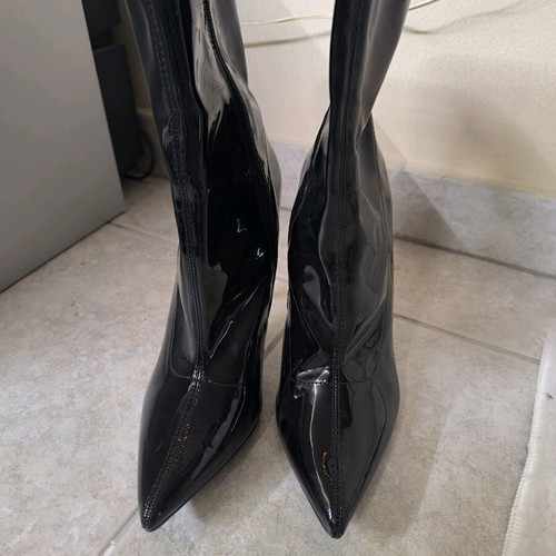 Tsoukalas Shoes black patent boots size 37 new