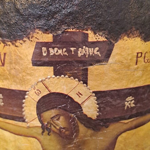 The Crucifixion handmade decoupage image on tile like new