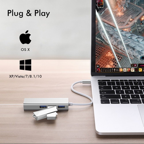 EDUP EP-9801 Type-C LAN adapter with 3 USB 3.0 ports made to order