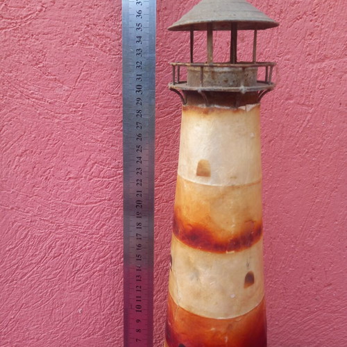 Handmade metal lighthouse, 40 cm height