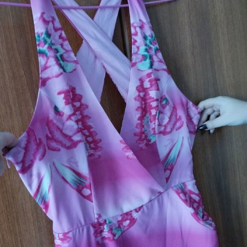 Women's summer floral dress long like new, multicolored
