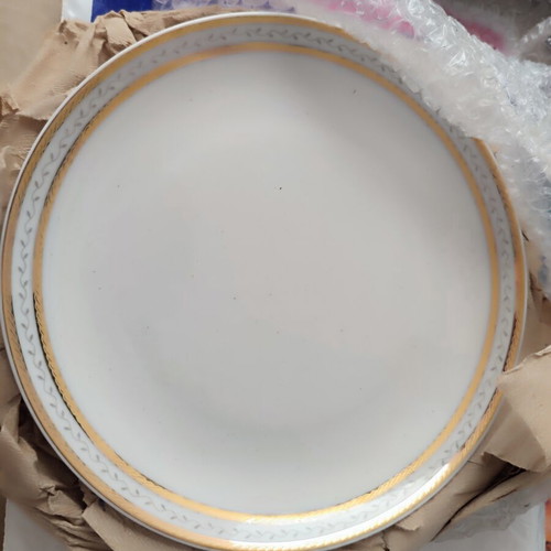Ionia porcelain dinner set new, 19 pieces with gold finish
