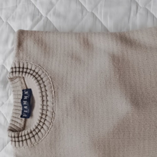 Men's Pullover beige used, v-neck with decorative stripes size L