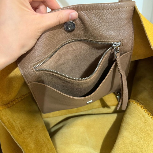 Callista grained leather tote large size used, yellow