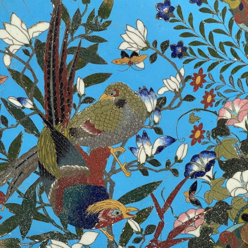 Japanese Meiji era cloisonné plate used, enamel on copper