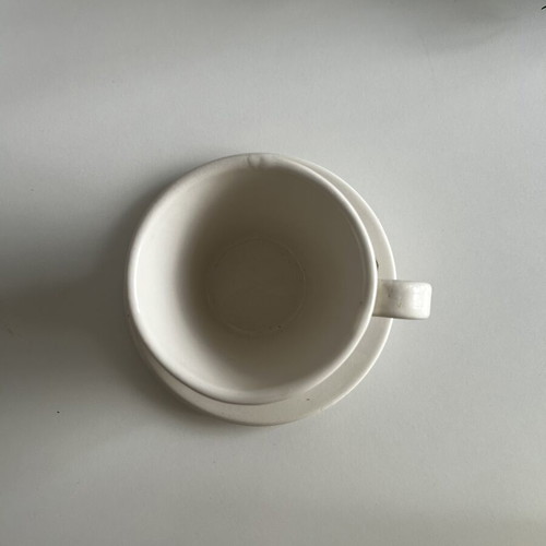 Handmade ceramic cup with saucer like new, handpainted