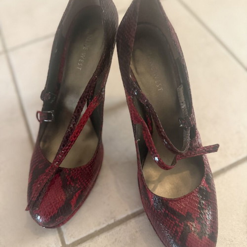Nine West leopard red Mary Jane style pumps used, size 38
