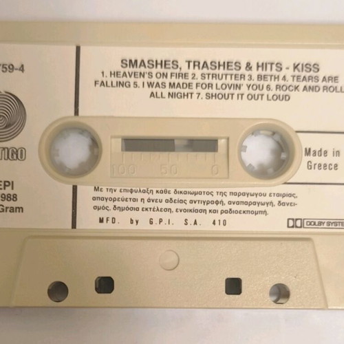 Kiss Smashes, Thrashes & Hits 1988 cassette like new, rock