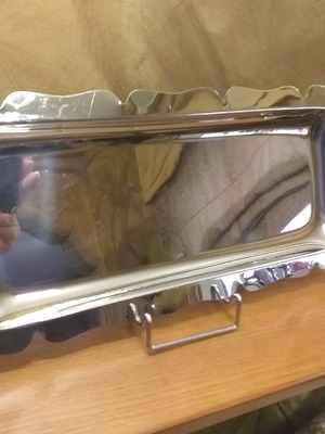 Steel rectangular tray used with brass handles 38x17 cm