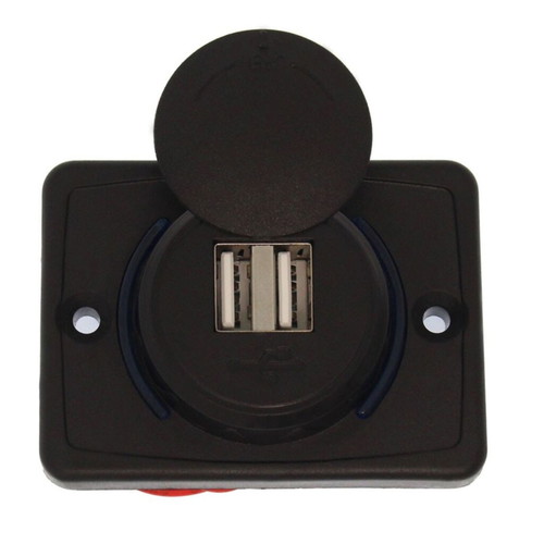 Car charger waterproof square 2x USB 12v 24v