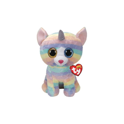 Ty Beanie Boos Heather plush cat unicorn, pastel rainbow
