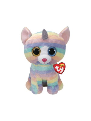 Ty Beanie Boos Heather plush cat unicorn, pastel rainbow