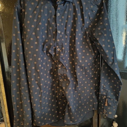 Tailor fit shirt used, size L, blue and brown