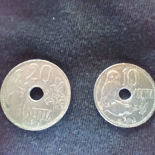 1912 Greek coin set, ten and twenty lepta