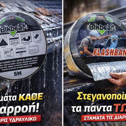 Ταινία στεγανοποίησης αλουμινίου 5m καινούργια, πλάτος 10εκ