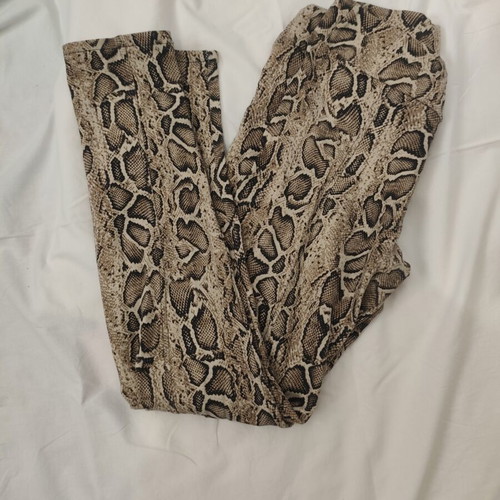 Snakeskin women's leggings used, size S/M, high waist, earth tones