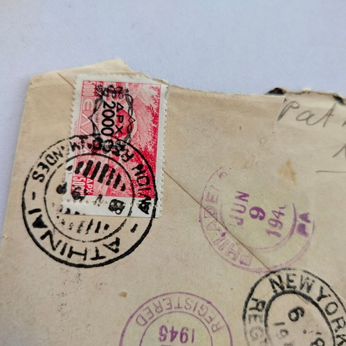 Envelopes with stamps and postmarks from the 1940s used, set of 2
