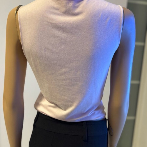 Pink top with pearls and crystals neckline, like new, M/L