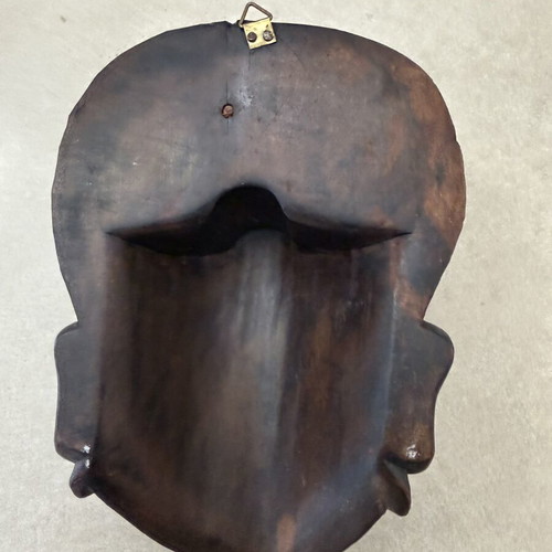 Asian vintage wooden carved mask used, handmade