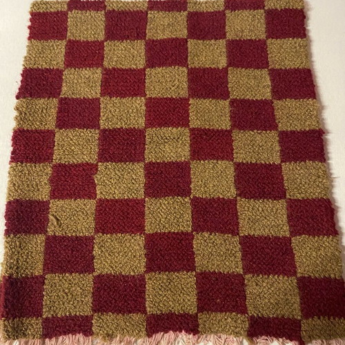 Handmade wool rug runner with checkered pattern like new