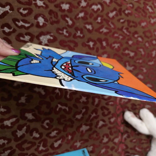 Stitch handmade painting with acrylics