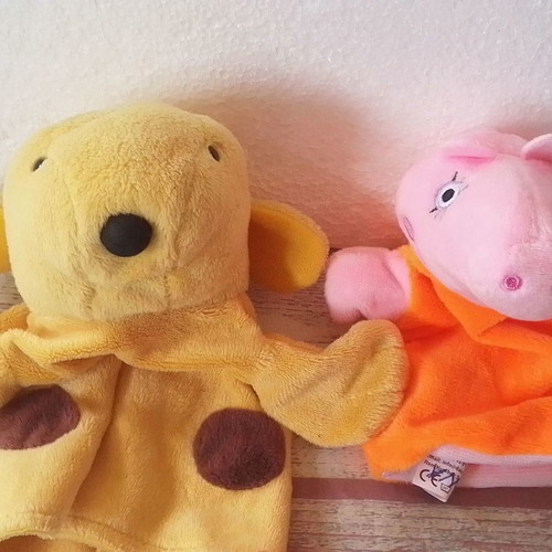 Plush puppet animal gloves used, pack of 5