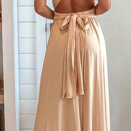 Convertible sleeveless dress size S new, beige