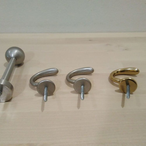 Curtain support bases set used, 8 bronze pieces, silver and gold
