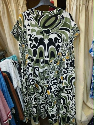 Yookie women's printed dress with mao collar, new, green, cotton