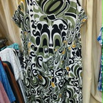 Yookie women's printed dress with mao collar, new, green, cotton