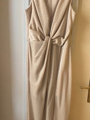 Maxi dress like new, sleeveless, beige-gold with glitter, size S/M