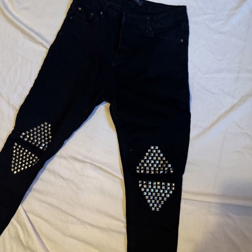 Black jeans with studs like new, size L