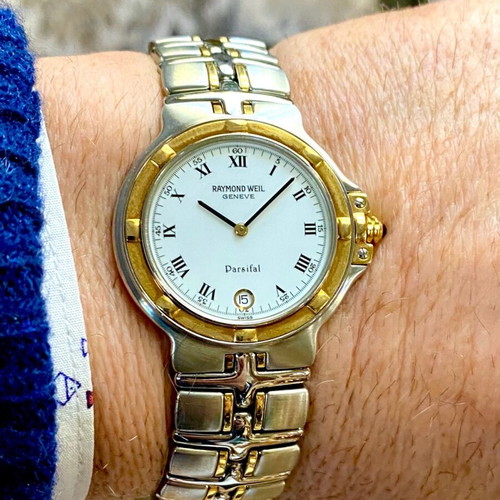 Raymond Weil Parsifal 18k gold automatic watch 36 mm used