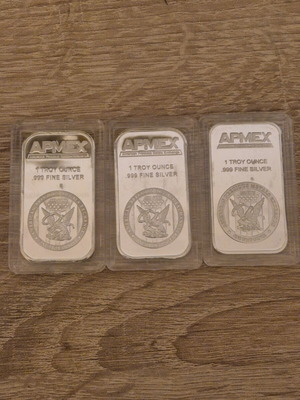 Silver bars set 3x1oz copy new