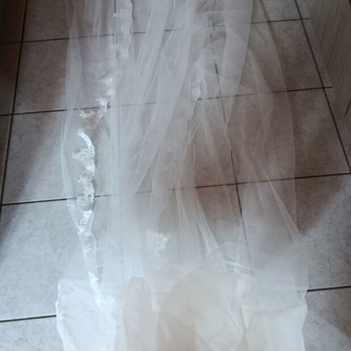 Wedding dress with veil and 4 flower girls dresses, white, size S