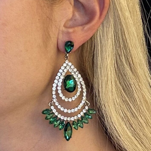 Anna Maria Mazaraki earrings like new, green and silver