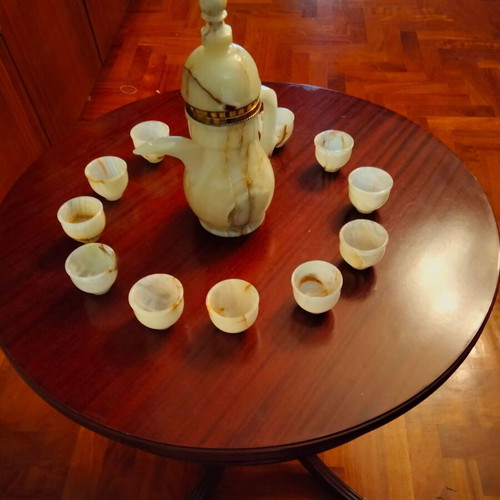 Alabaster coffee and tea set with 12 cups like new