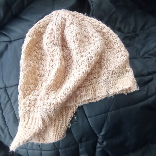 Knitted pink hat with visor used La Redoute Collections