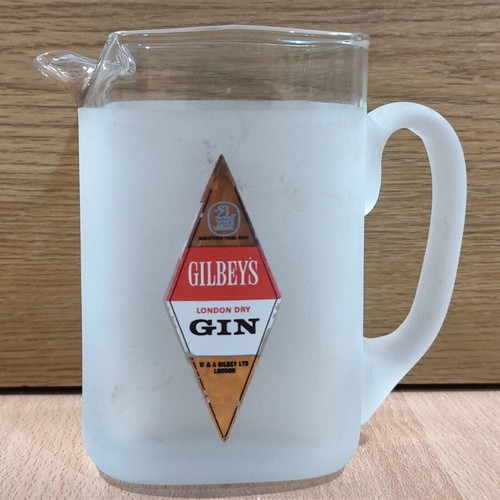 Gilbey's Dry Gin old promotional glass pitcher used
