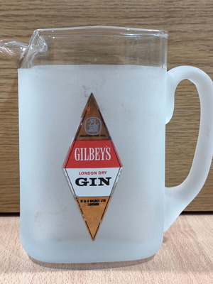 Gilbey's Dry Gin old promotional glass pitcher used