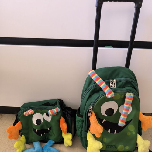 Polo Trolley Monster Preschool Set with Insulated Lunch Bag used