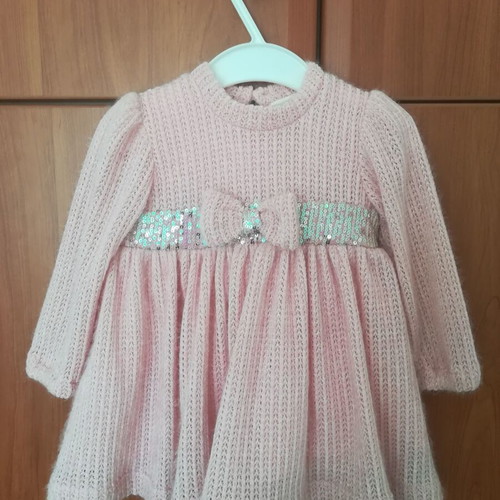 Matou France pink baby dress new, formal for 9 months