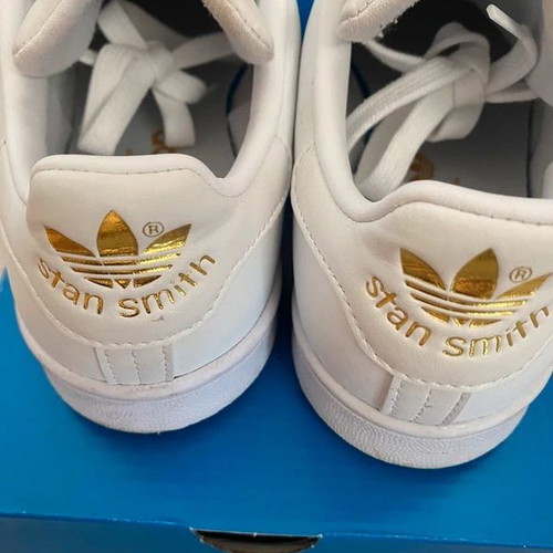 Adidas Stan Smith sneakers used, white and gold, size 36.5