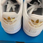 Adidas Stan Smith sneakers used, white and gold, size 36.5